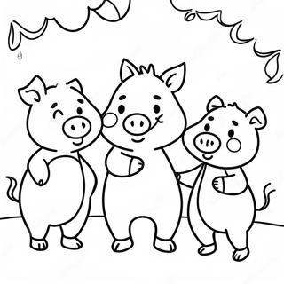 Happy Three Little Pigs Coloring Page 3831-3103