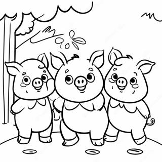 Happy Three Little Pigs Coloring Page 3831-3104