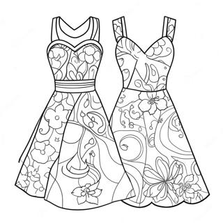 Bright And Colorful Summer Dresses Coloring Page 38337-31877