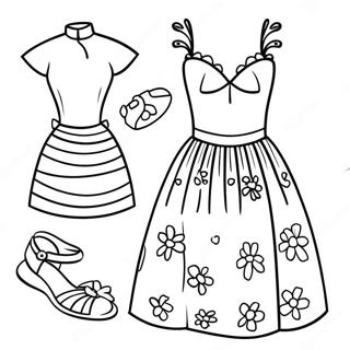 Bright And Colorful Summer Dresses Coloring Page 38337-31880