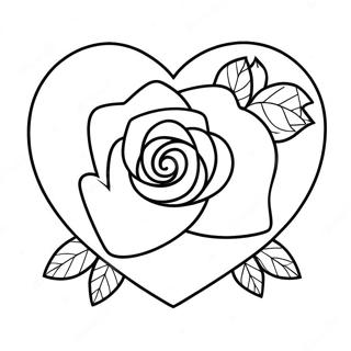 Heart Rose Outline Coloring Page 3840-3107