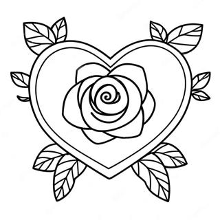 Heart Rose Outline Coloring Page 3840-3108