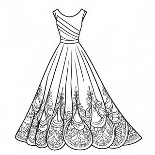 Elegant Evening Dress Fashion Coloring Page 38417-31957