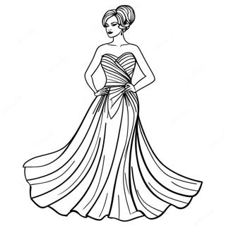 Elegant Evening Dress Fashion Coloring Page 38417-31959