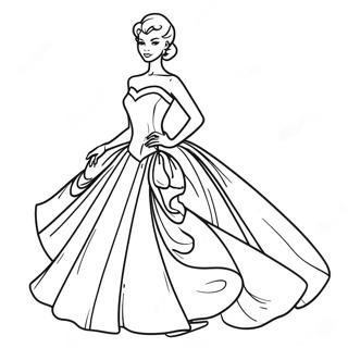 Elegant Evening Dress Fashion Coloring Page 38417-31960