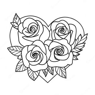 Beautiful Heart Rose Bouquet Coloring Page 3841-3109