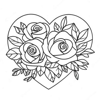 Beautiful Heart Rose Bouquet Coloring Page 3841-3110