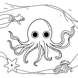 Colorful Giant Squid Underwater Scene Coloring Page 38547-32051