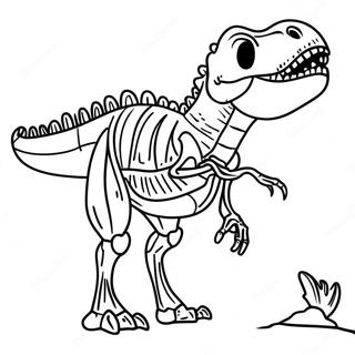 T Rex Skeleton Roaring Coloring Page 38607-32090