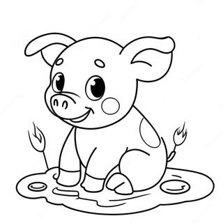 Adorable Piglet Playing In The Mud Coloring Page 38617-32101