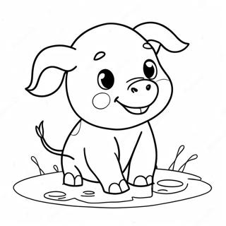 Adorable Piglet Playing In The Mud Coloring Page 38617-32102