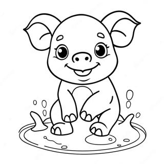 Adorable Piglet Playing In The Mud Coloring Page 38617-32103