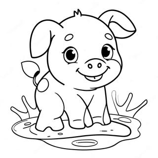 Adorable Piglet Playing In The Mud Coloring Page 38617-32104