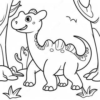 Cute Parasaurolophus Playing In The Forest Coloring Page 38667-32138