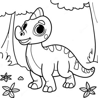 Cute Parasaurolophus Playing In The Forest Coloring Page 38667-32139