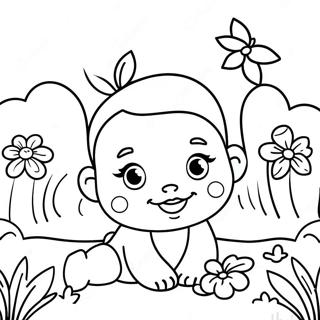 Cute Baby Jasmine In A Flower Garden Coloring Page 38707-32162