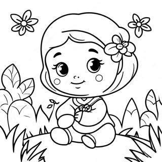 Cute Baby Jasmine In A Flower Garden Coloring Page 38707-32163