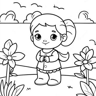 Cute Baby Jasmine In A Flower Garden Coloring Page 38707-32164