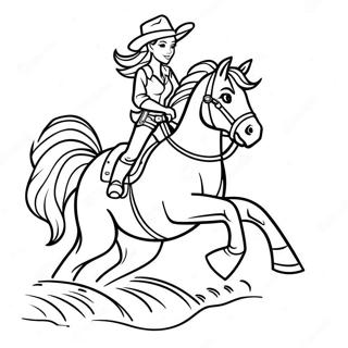 Realistic Cowgirl Riding Horse Coloring Page 38726-32190