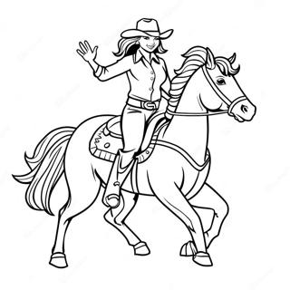 Realistic Cowgirl Riding Horse Coloring Page 38726-32191