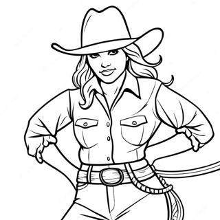 Vintage Cowgirl With Lasso Coloring Page 38727-32185