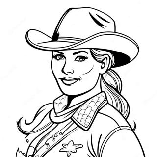 Vintage Cowgirl With Lasso Coloring Page 38727-32186