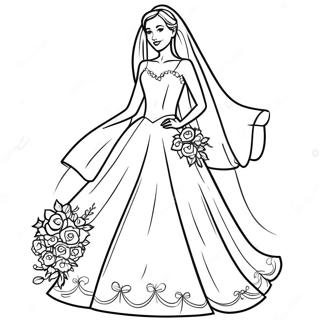 Elegant Bride In Wedding Dress Coloring Page 38757-32210