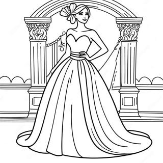 Elegant Bride In Wedding Dress Coloring Page 38757-32211