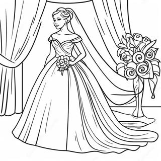 Elegant Bride In Wedding Dress Coloring Page 38757-32212