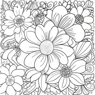 Vintage Grunge Floral Coloring Page 3891-3149