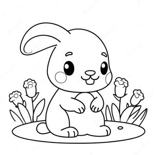 Cute Baby Bunny With Flowers Coloring Page 38947-32369