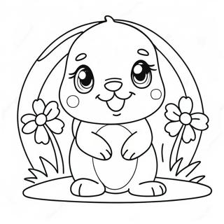 Cute Baby Bunny With Flowers Coloring Page 38947-32370