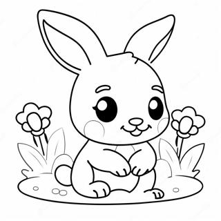 Cute Baby Bunny With Flowers Coloring Page 38947-32371