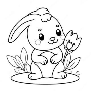 Cute Baby Bunny With Flowers Coloring Page 38947-32372