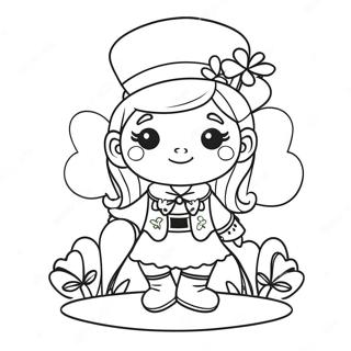 Cute Girl Leprechaun With Shamrocks Coloring Page 39027-32425