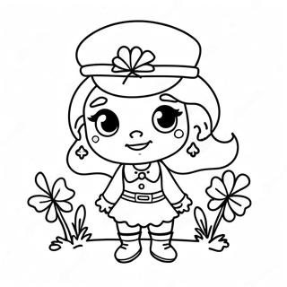 Cute Girl Leprechaun With Shamrocks Coloring Page 39027-32426