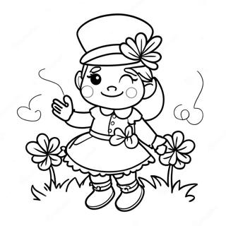 Cute Girl Leprechaun With Shamrocks Coloring Page 39027-32427