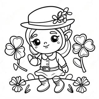 Cute Girl Leprechaun With Shamrocks Coloring Page 39027-32428