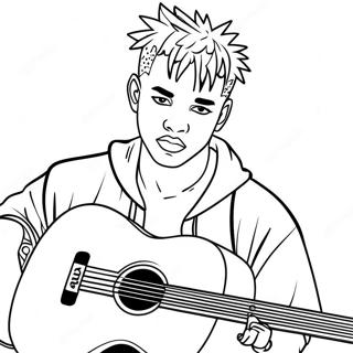 Xxxtentacion With Guitar Coloring Page 39098-32463