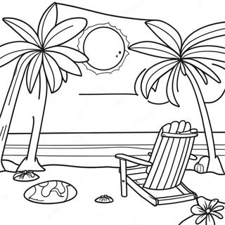 Spring Break Beach Scene Coloring Page 39117-32482