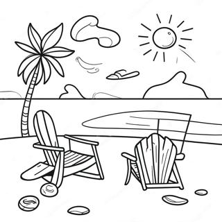 Spring Break Beach Scene Coloring Page 39117-32483