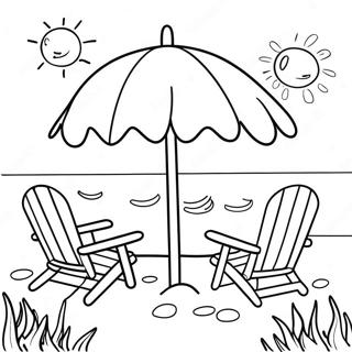 Spring Break Beach Scene Coloring Page 39117-32484