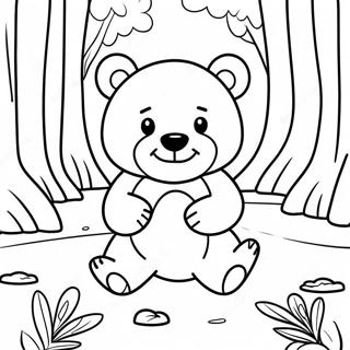 Cute Brown Bear Playing In The Forest Coloring Page 3911-3165