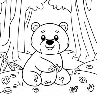 Cute Brown Bear Playing In The Forest Coloring Page 3911-3166