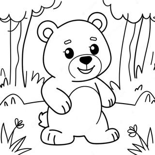 Cute Brown Bear Playing In The Forest Coloring Page 3911-3167