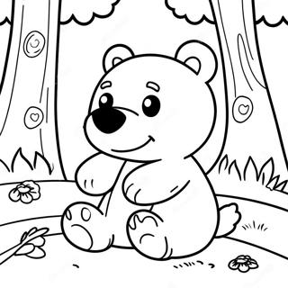 Cute Brown Bear Playing In The Forest Coloring Page 3911-3168