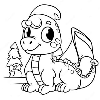 Festive Dragon With Santa Hat Coloring Page 39158-32514