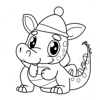 Festive Dragon With Santa Hat Coloring Page 39158-32516