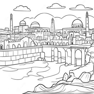 Ancient Mesopotamia Cityscape Coloring Page 39288-32621