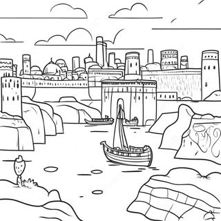 Ancient Mesopotamia Cityscape Coloring Page 39288-32622